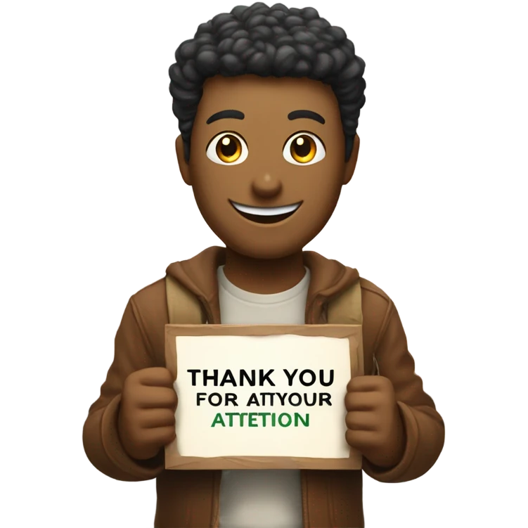 a smile face with sign saying thank you for your attentio emoji