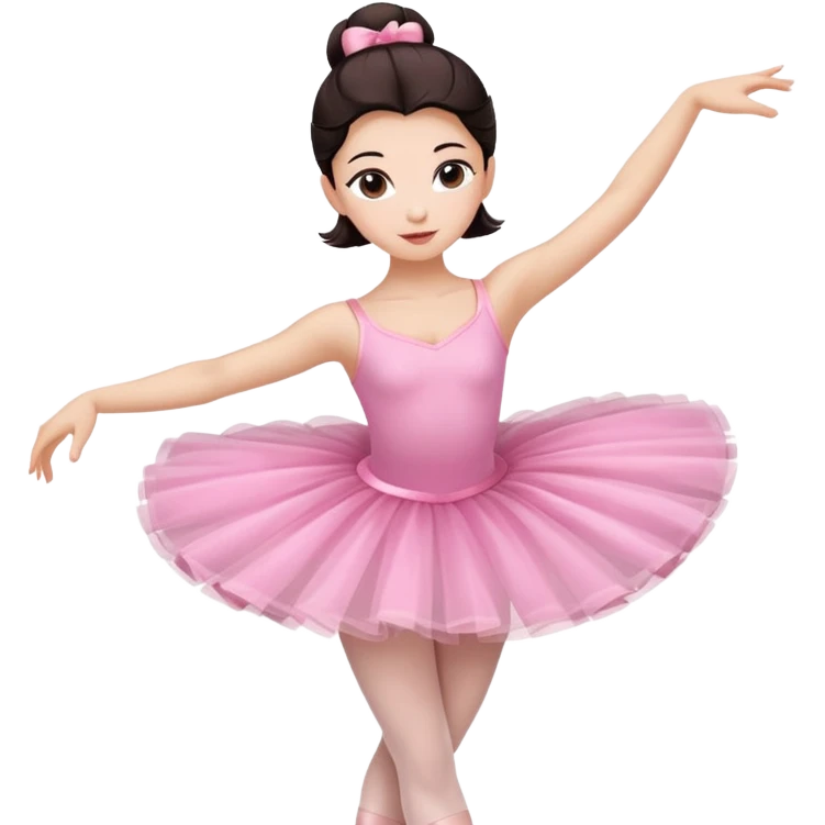 A graceful ballerina in a pink tutu, spinning lightly with arms curved elegantly.
 emoji