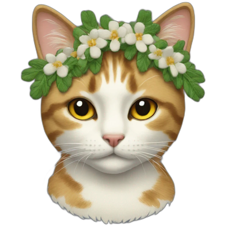 cat in embroidered clothes with a wreath on her head emoji