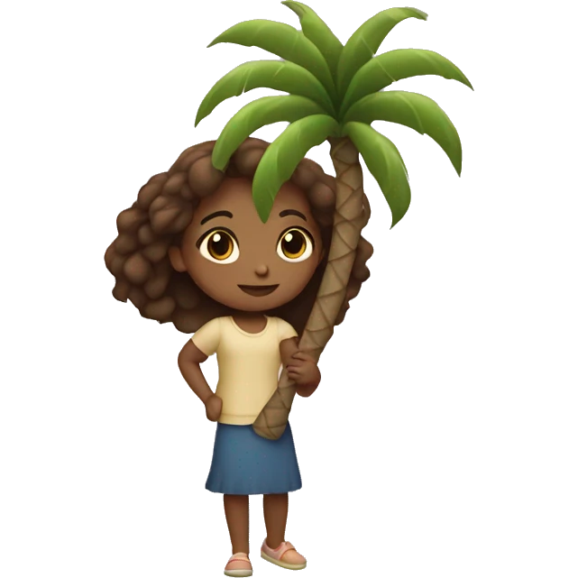Girl carrying small palm tree emoji