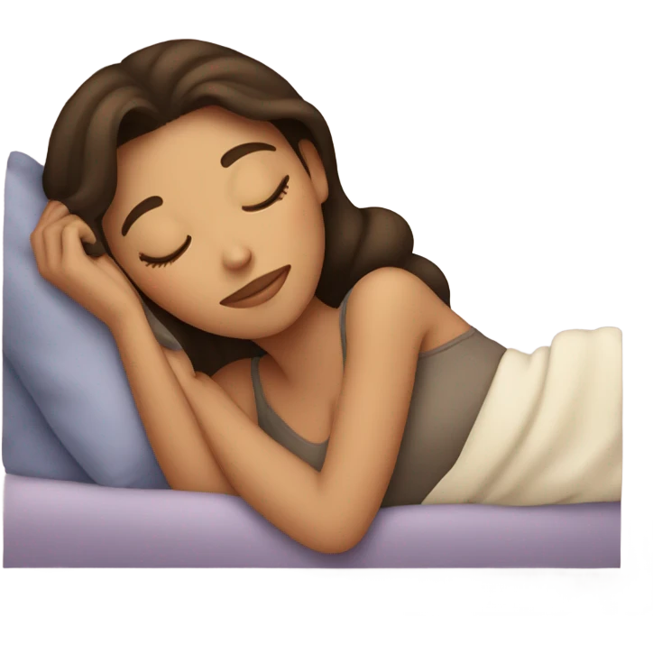 Brunette girl sleeping cozy in a bed emoji