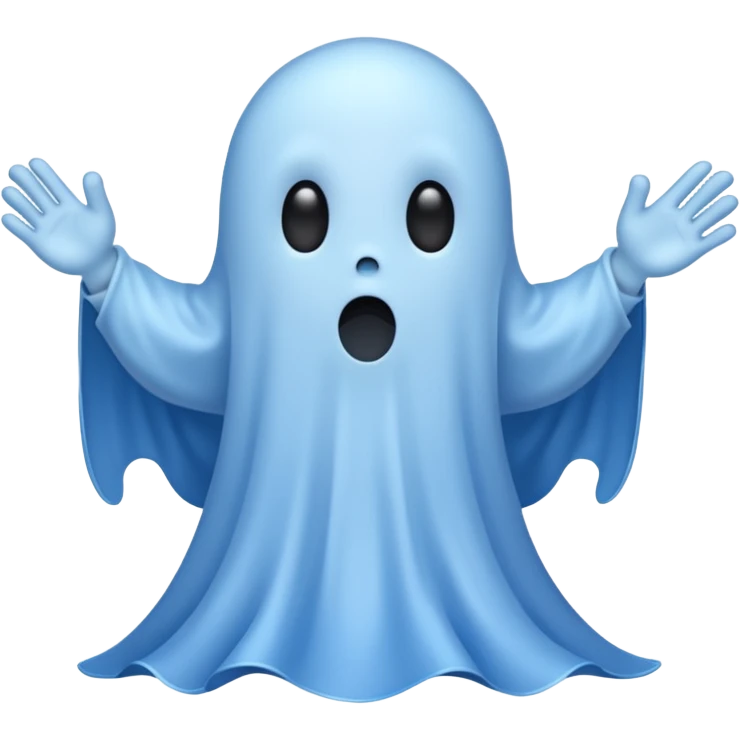 Cute blue ghost without cape siéging heil emoji