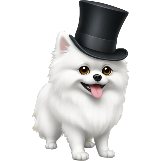 white pomeranian with tophat emoji