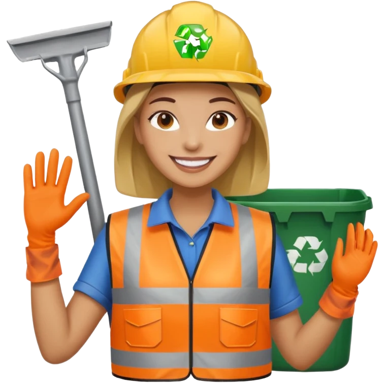 women, Waste Management, safety vest, trash picker emoji