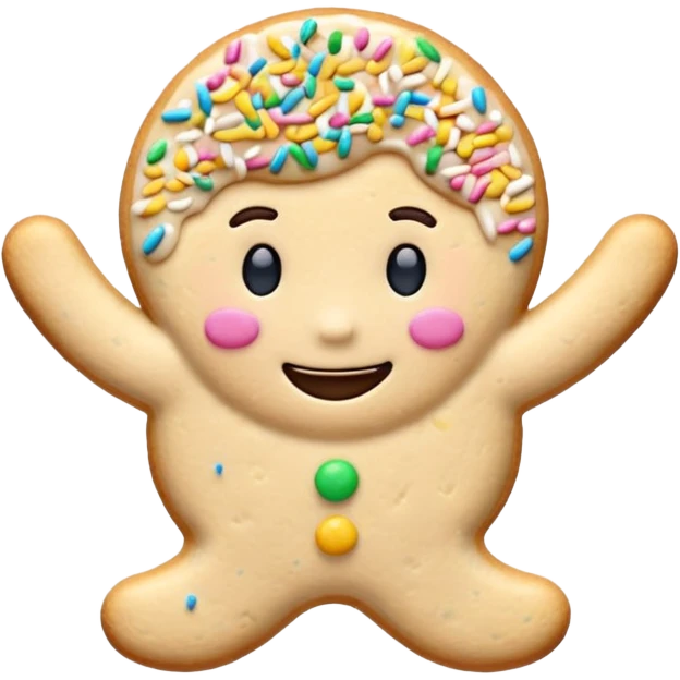 Frosted Cookie Man with sprinkles emoji