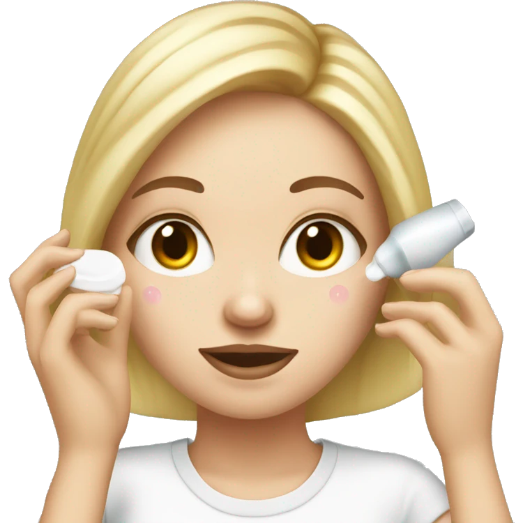 white girl applying cream on face emoji