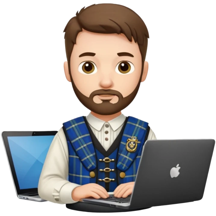 SCOTTISH MAN WITH STUBBLE PRODUCER ON LAPTOP  emoji