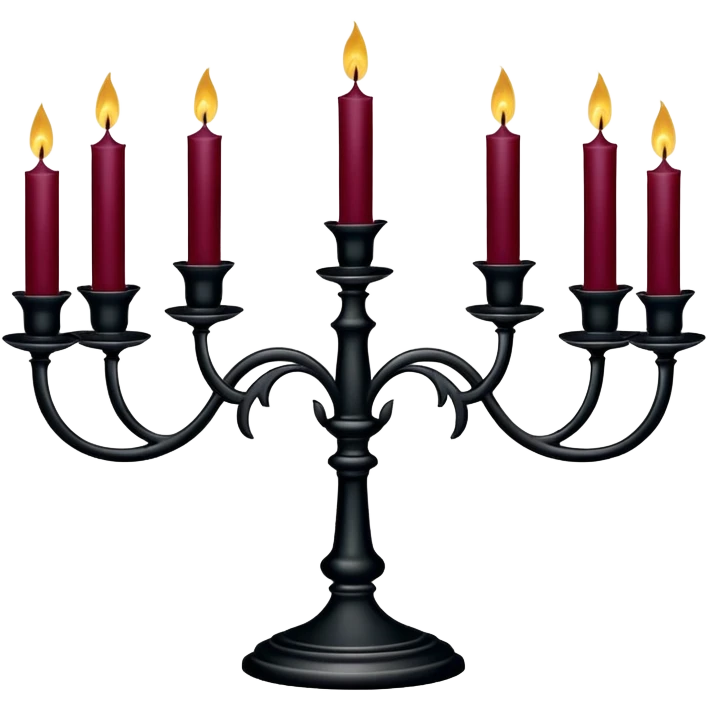 Gothic Black candelabra with burgundy candles emoji