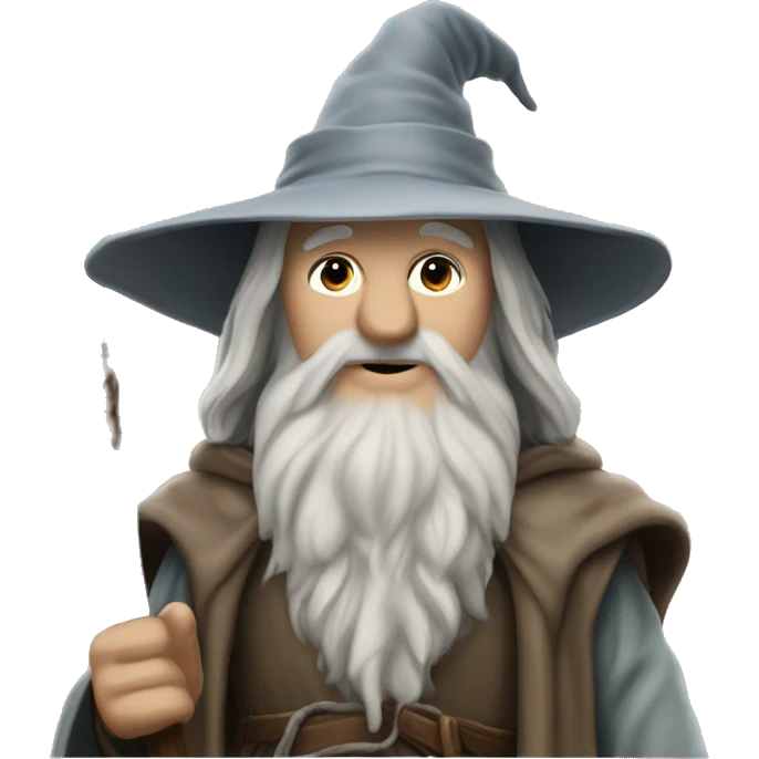 Pedro pascal wearing Gandalf’s hat and holding his stick emoji