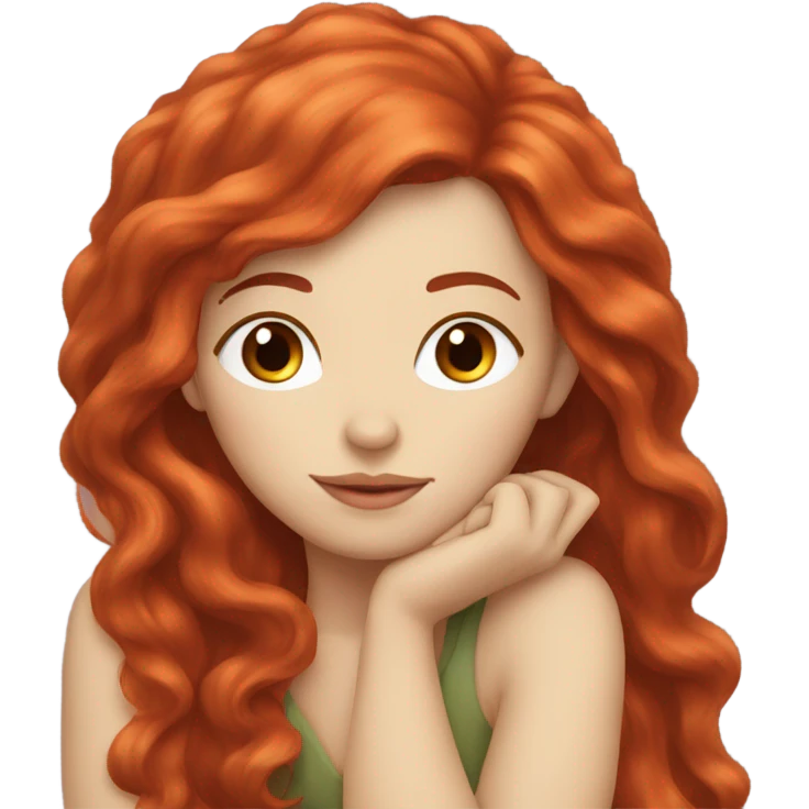 fair skin girl with long red hair sleep emoji