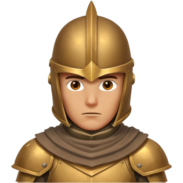 armored desert guardian portrait, head and shoulders only, bronze helmet, desert cape collar, battle-worn armor, strong expression, 3D cartoon, mobile game icon style, clean background, no text, no watermark
 emoji