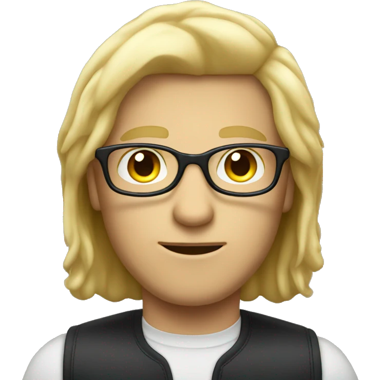 A white man with blonde hair and glasses using iPhone  emoji