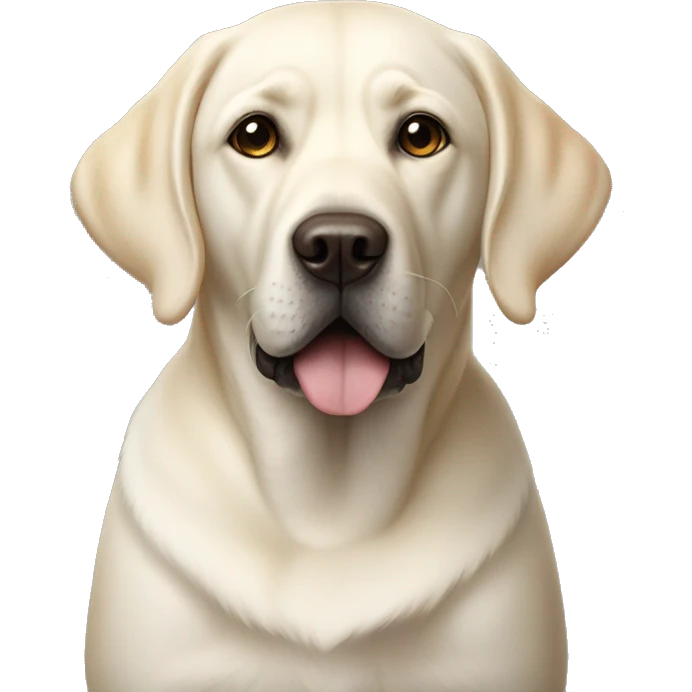 White labrador sitting next to BLACK labrador which is little bit bigger  emoji