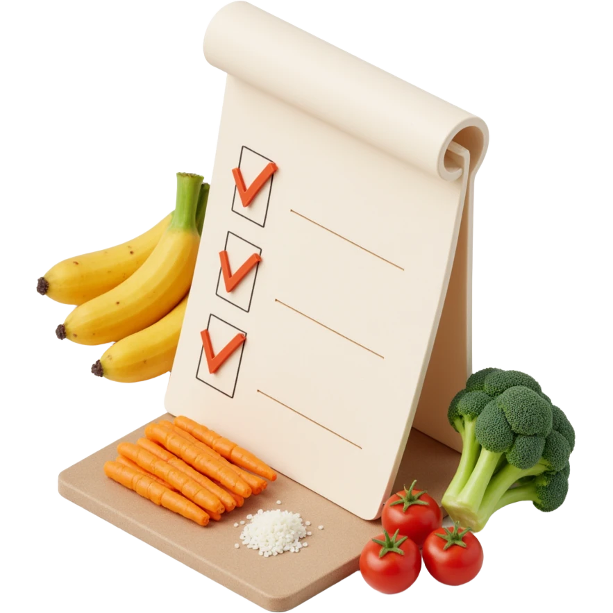 Floating Ingredients Around a List (with Transparent Background) emoji