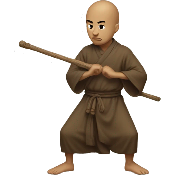 the monk in a low stance, ready to strike with a staff emoji