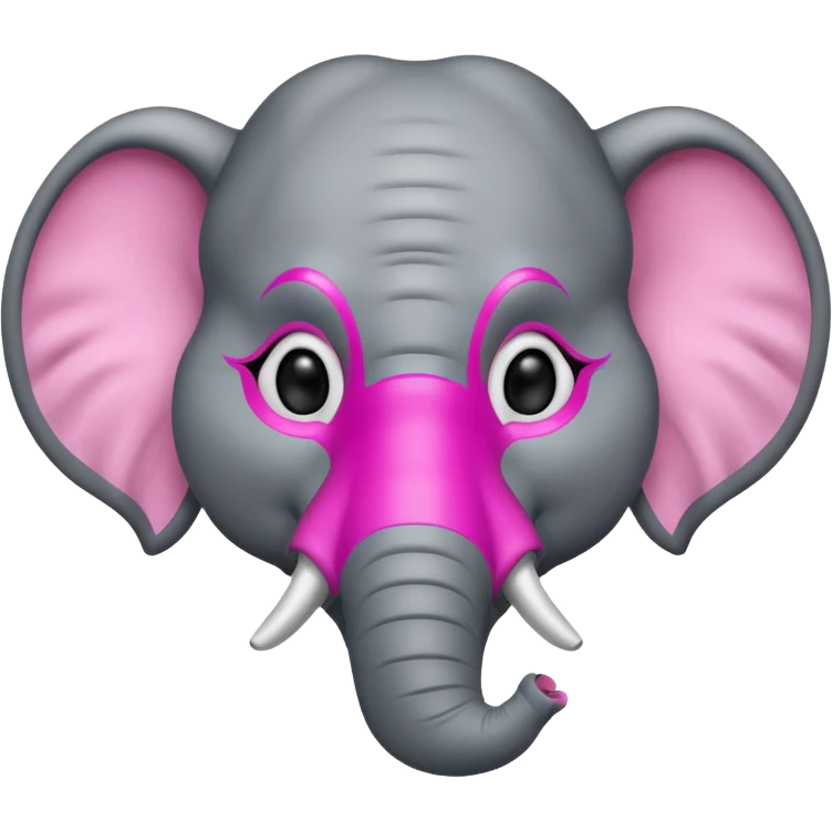 an portrait elephant with pink mask
 emoji