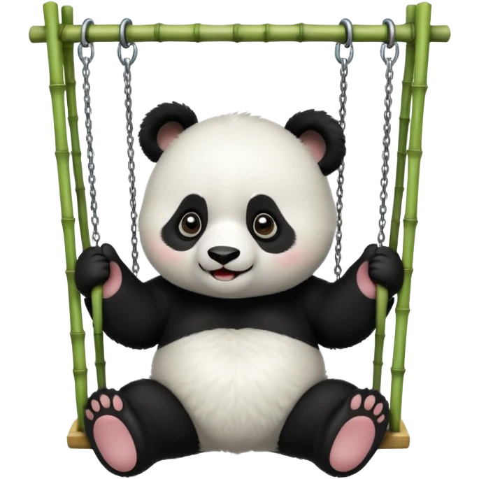 Panda playing on a swingset emoji