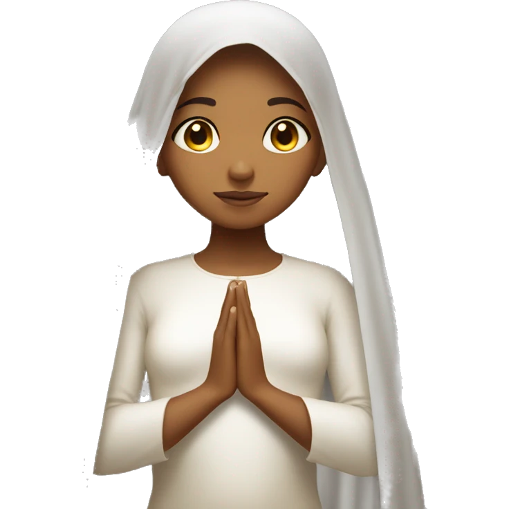 Caramel skin Girl praying for with white veil  emoji