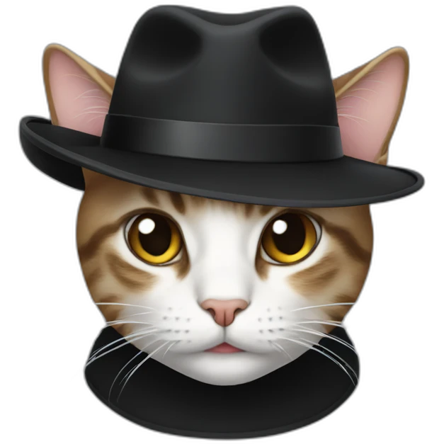 A cat with a black hat emoji