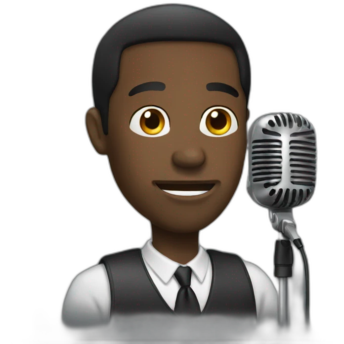 black man speaking into a microphone  emoji