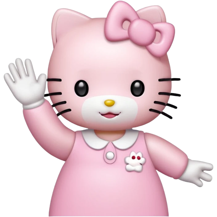 Hello Kitty waving, pink and white girly aesthetic, cute and charming icon style emoji