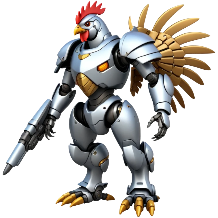 Mecha battle chicken humanoid creature but make it look more human than chicken emoji