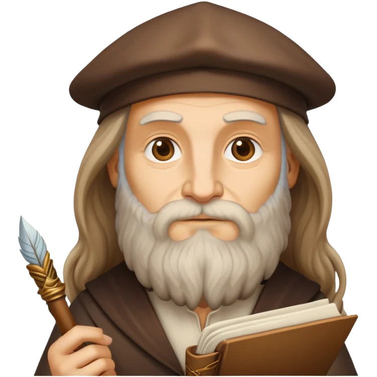 cinematic-realistic-leonardo-da-vinci-portrait-emoji,-depicted-as-the-quintessential-renaissance-polymath-with-deep,-thoughtful-eyes,-a-flowing-beard,-and-a-quill-or-sketchbook-in-hand.-the-scene-is-illuminated-with-warm,-classical-light emoji
