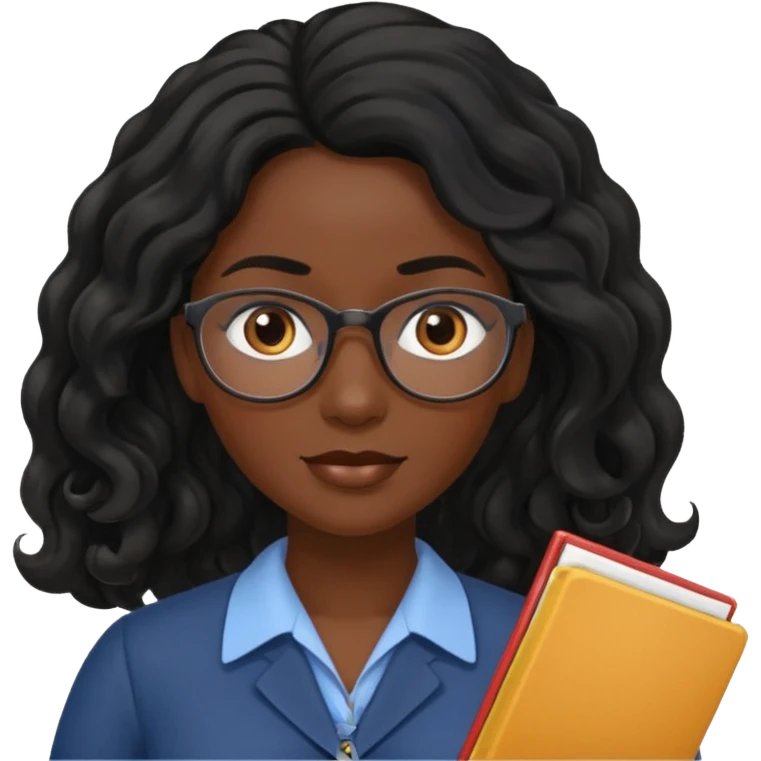 Black women teacher with black long  wavy hair chalkboard background emoji