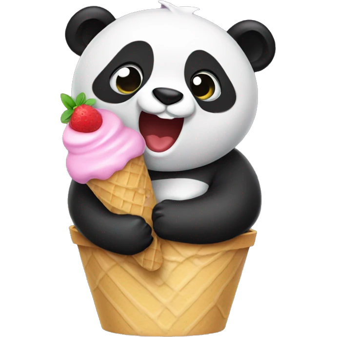 Panda eating ice cream emoji