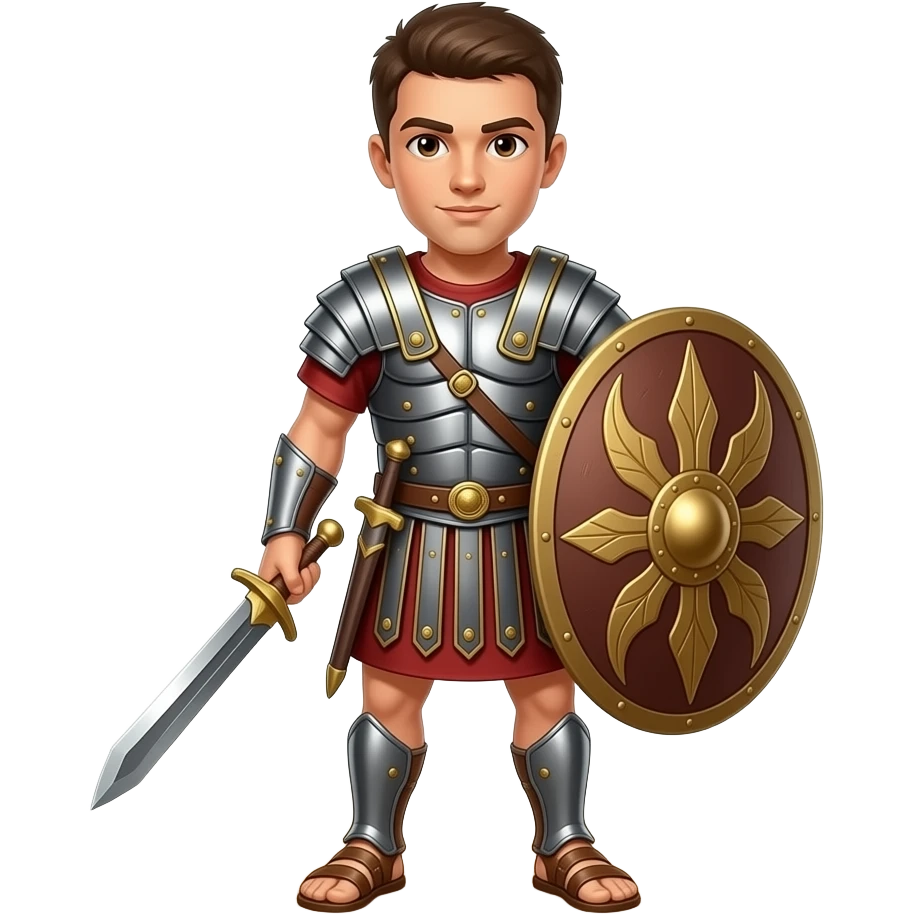 Athletic Roman soldier with brown eyes emoji