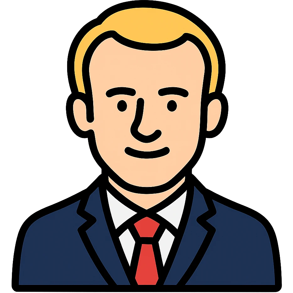stylized icon portrait of Emmanuel Macron, President of France emoji