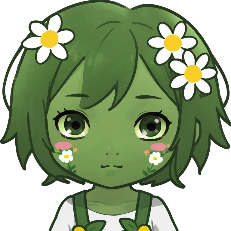 Cute chibi manga girl with flowers  emoji
