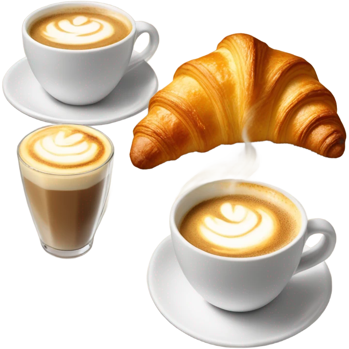 hot cappuccino's and croissants  emoji