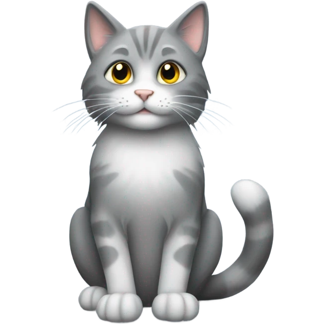 Grey cat long hair scratching post emoji
