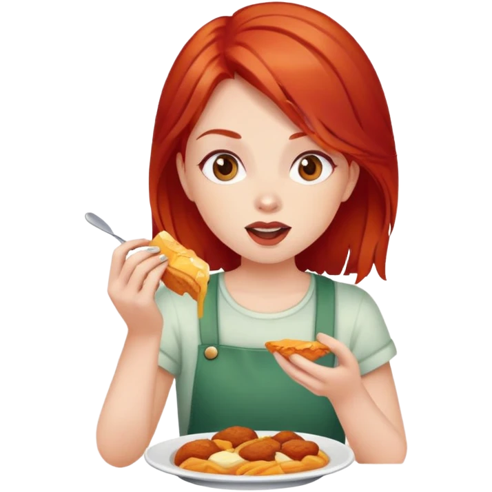 girl with red hair eating food emoji
