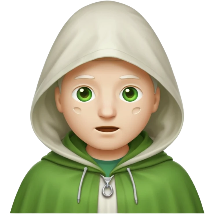 classic apple emoji guy wearing a white hooded cloak with holes to allow his eyes to see through emoji
