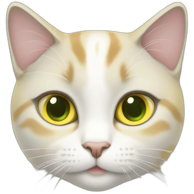 yellow, grey, and white fat female cat green eyes emoji