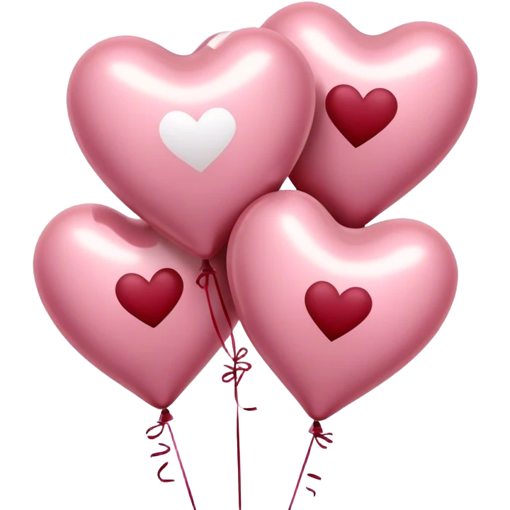 maroon love letter in pastel pink and dark red metallic heart-shaped balloons emoji