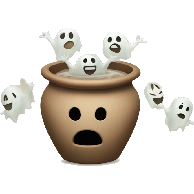 seven ghosts circulating a earthen pot emoji