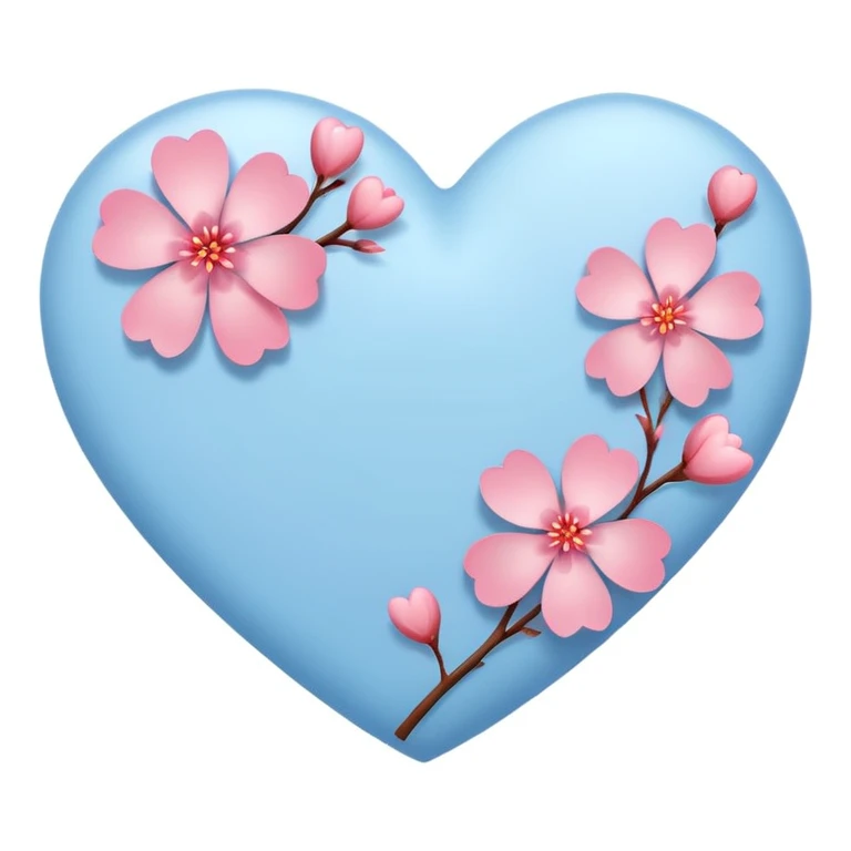 heart with sakura and a soft blue background emoji