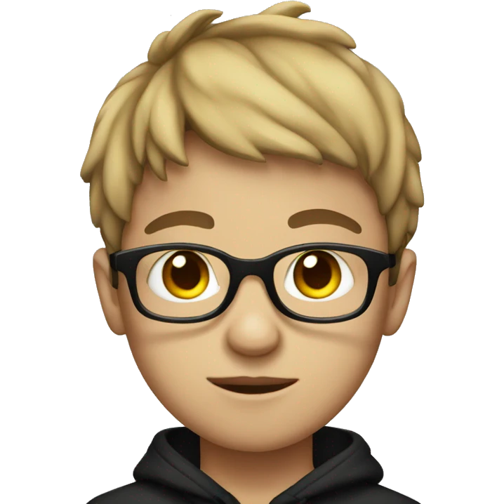 autistic kid with glasses in a black hoodie emoji
