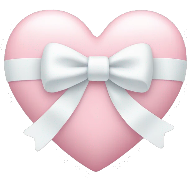 Pastel pink heart with white bow emoji