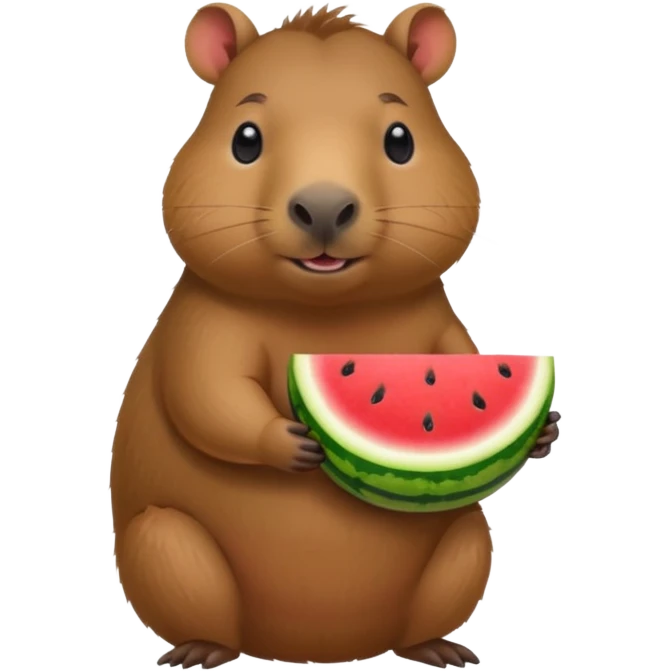 Capybara with watermelon and cute emoji