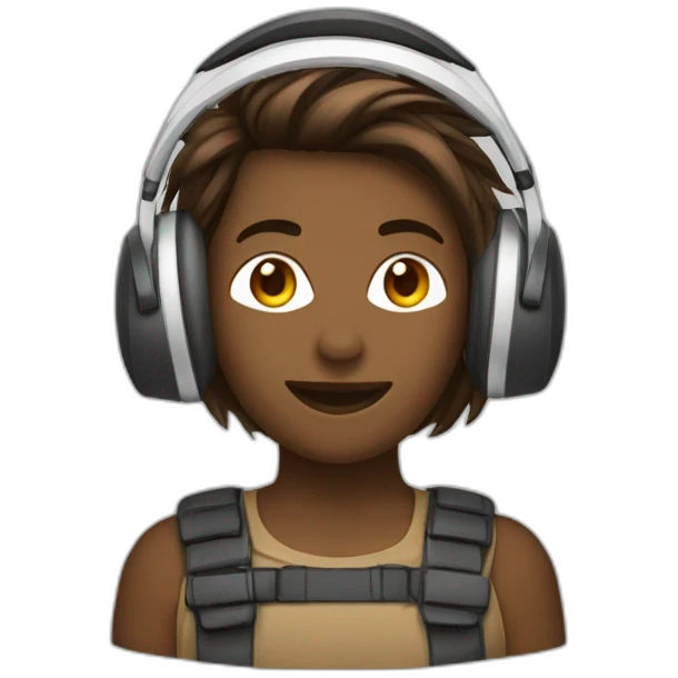 Personne cheveux brun couleur de pot blanche avec un casque audio sur la tête emoji