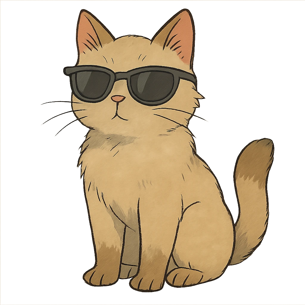 ghibli style cat wearing sunglasses emoji