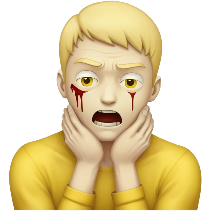 yellow man strangling himself emoji