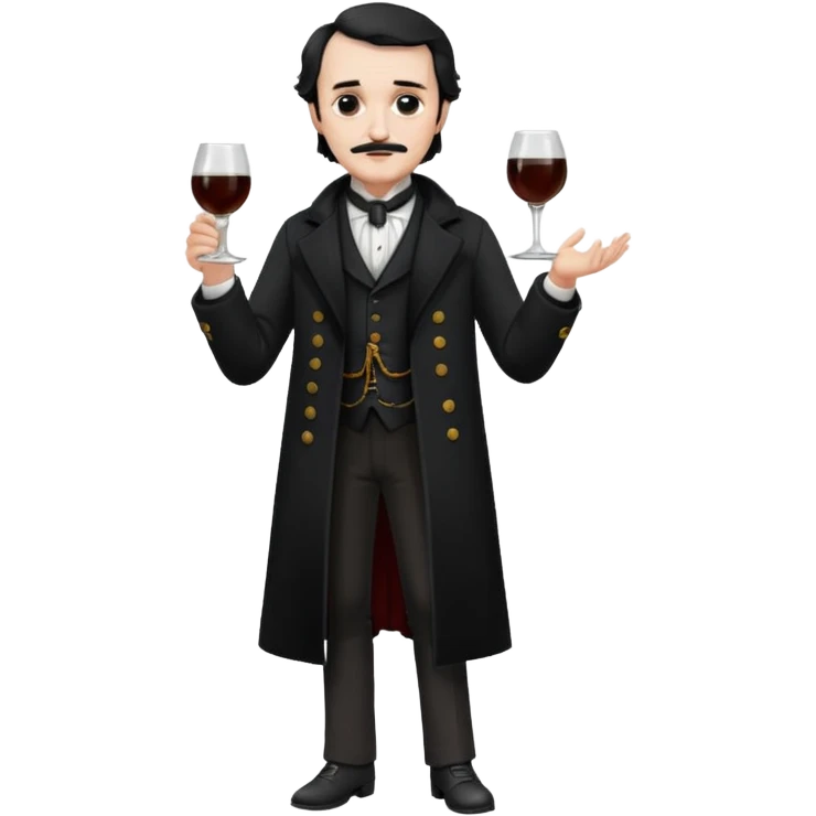 edgar allan poe at christmas full body holding a glass of amantillado emoji