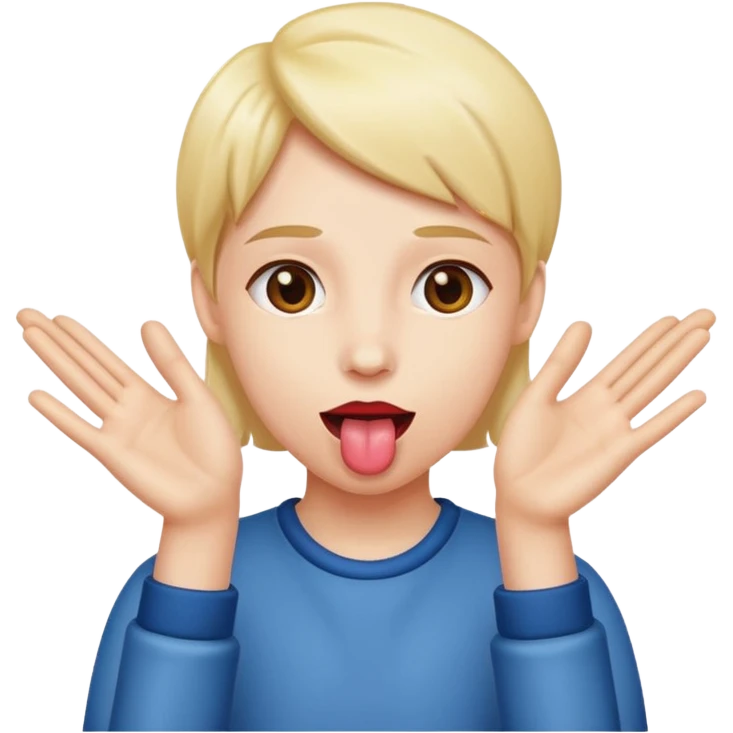 Tongue out with hands to the side  emoji
