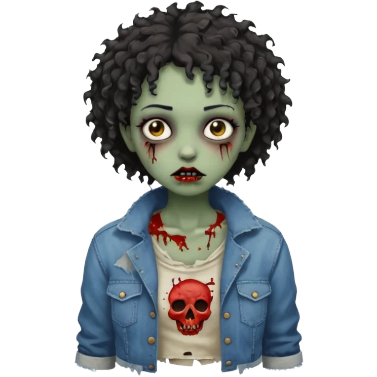 A black zombie girl with very short curly hair emoji