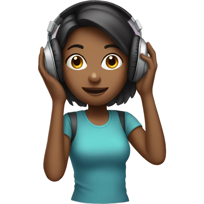 girl with headphones in emoji